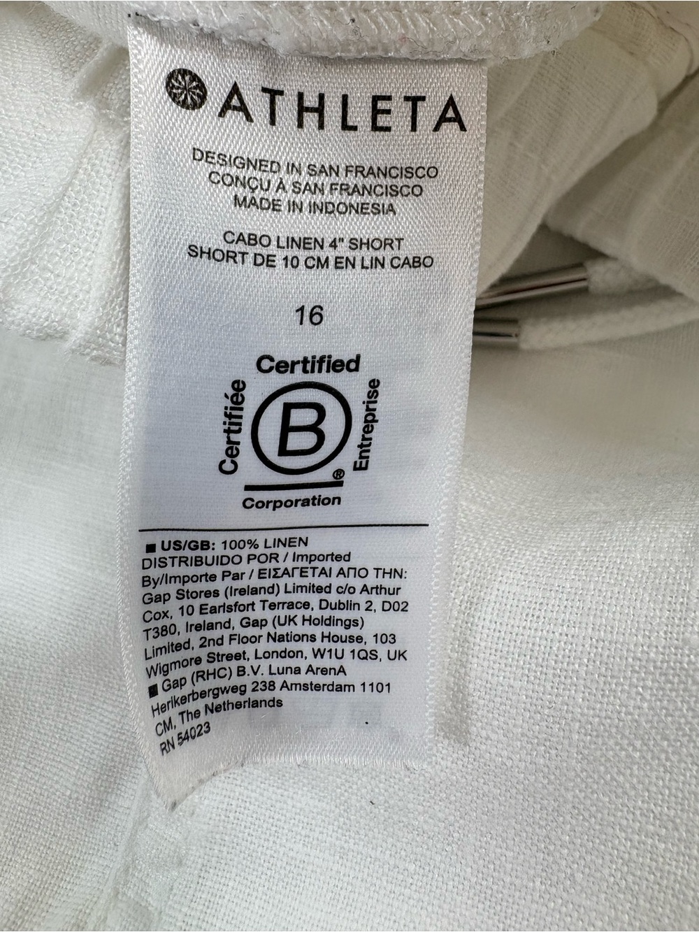 Athleta Cabo Linen 4” Shorts White 100% Linen Drawstring Casual Comfy Size 16 - Picture 8 of 10